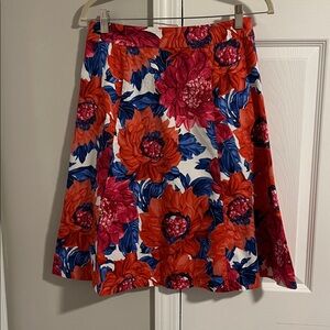 Talbots Floral A-Line Skirt in Red, Blue, and Orange